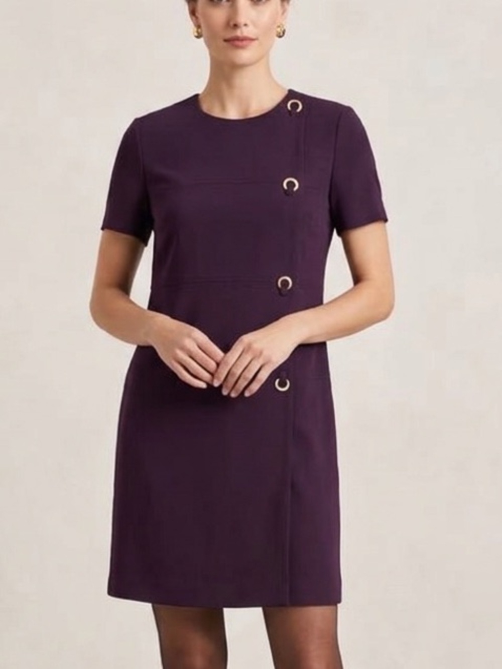 Sag Harbor Dress size 12 Sheath Classic Embellished Machine Washable Aubergine